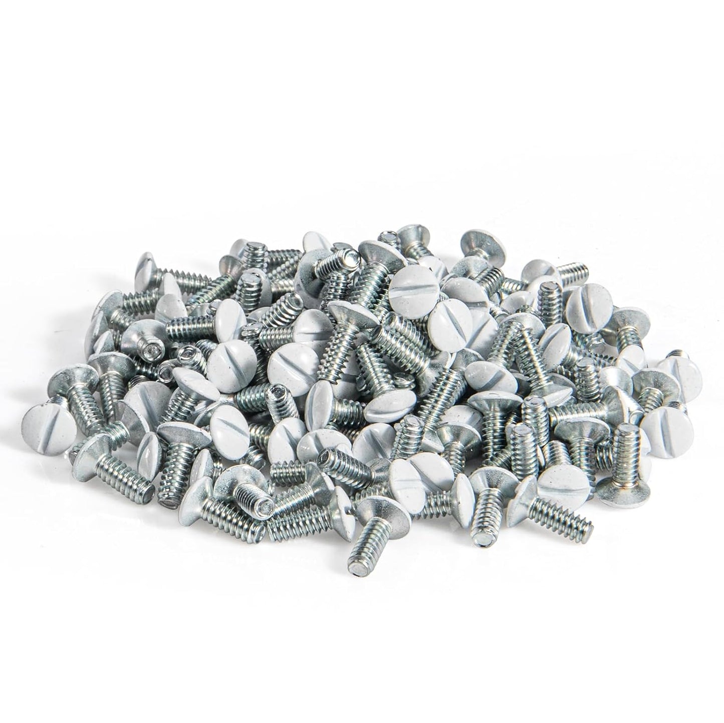 3/8" Long 6-32 Thread, Oval Head Milled Slot Replacement Wall Plate Screws, 90 Pack, White